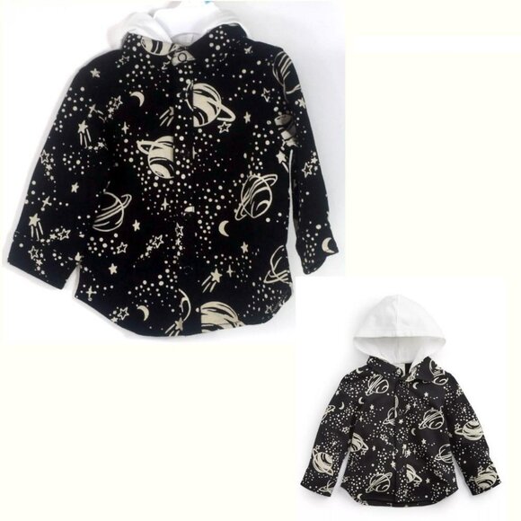 First Impressions Baby Boy Planet-Print Hooded Top/Jacket Black Choose Size NWT - Picture 1 of 7